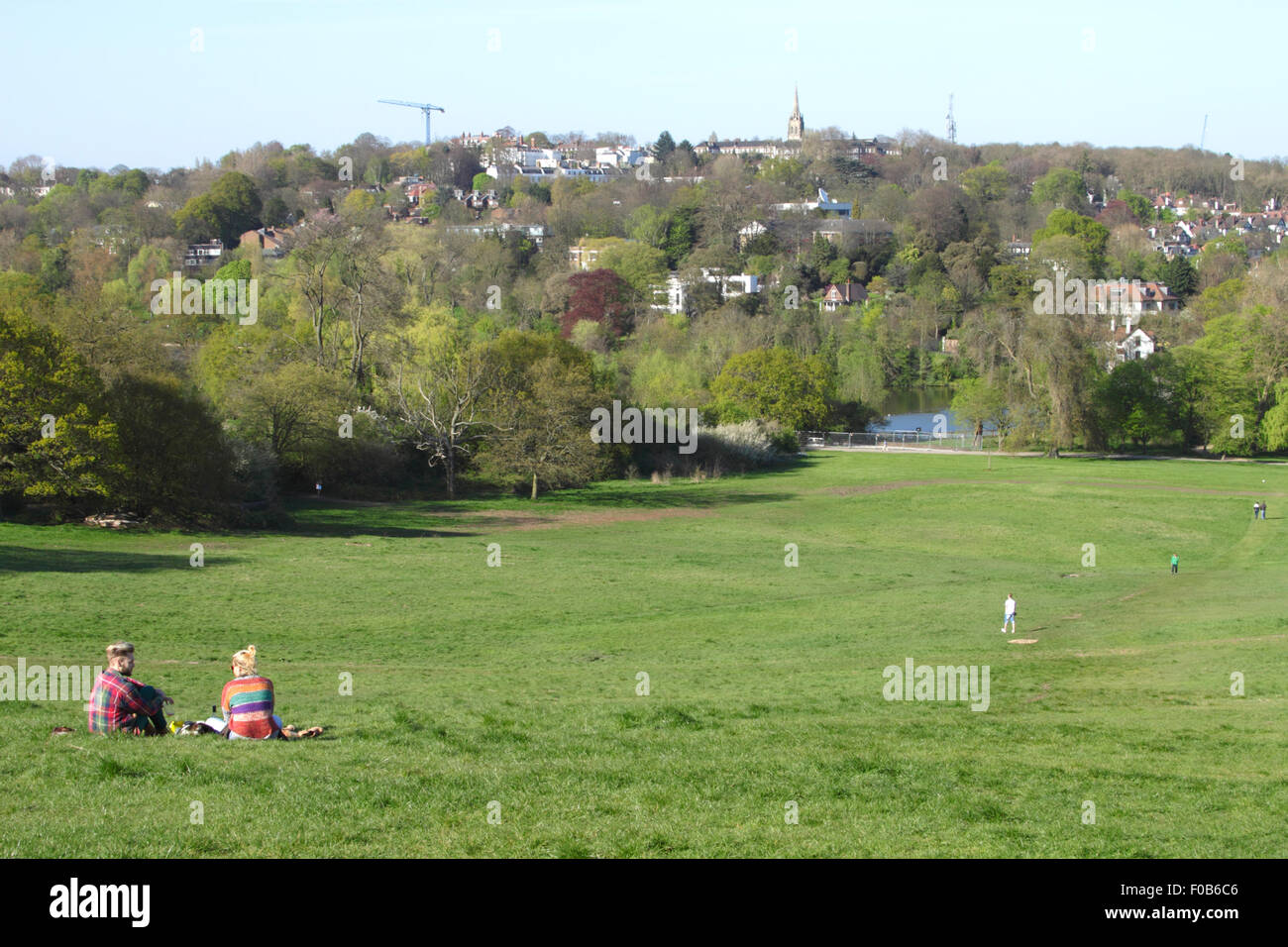 Hampstead Heath Londres vue depuis la colline du Parlement, Printemps 2015 Banque D'Images