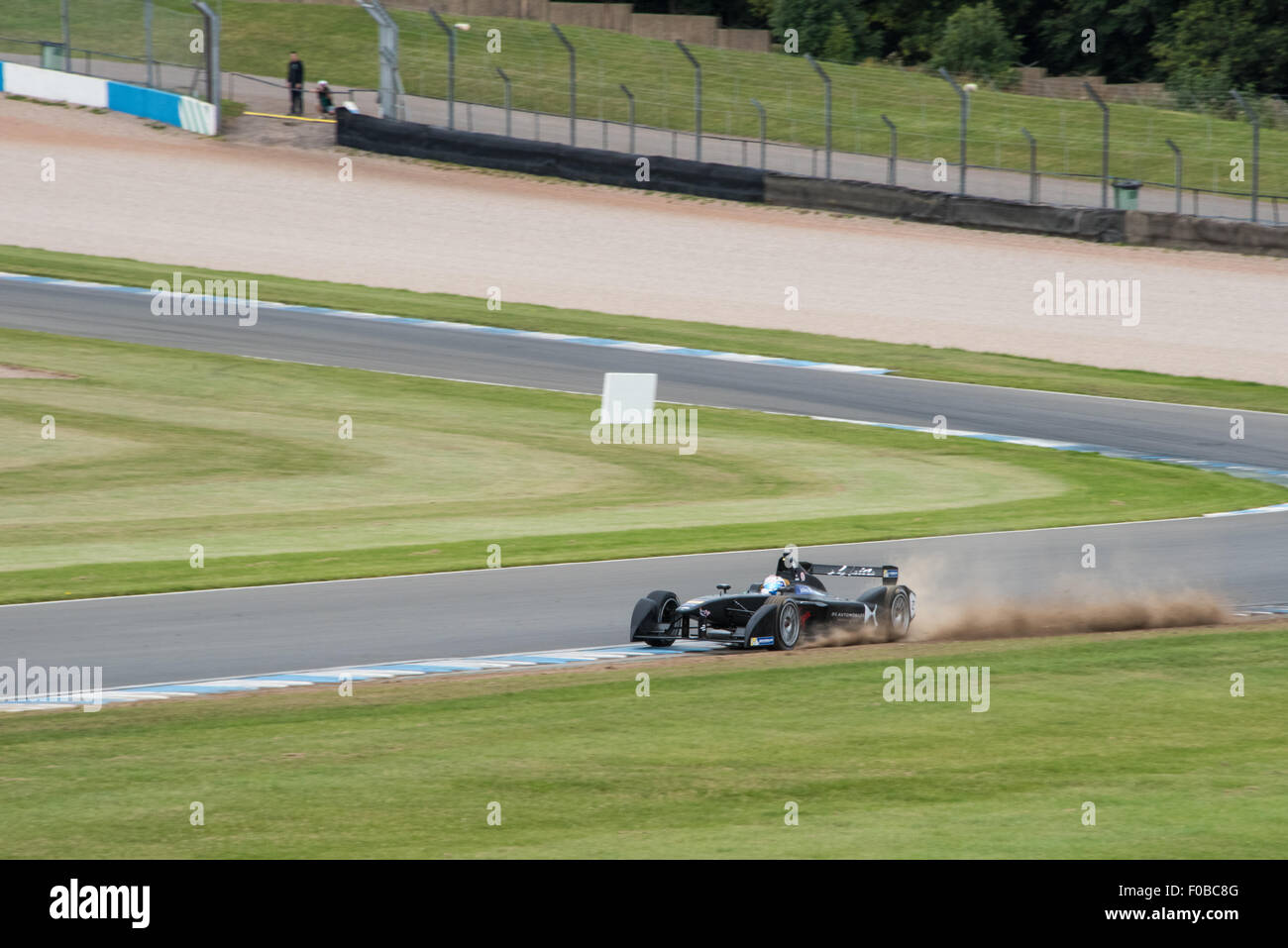 Formule E Electric Voitures de course à Donington Essais Raceway Leicestershire Royaume-Uni Août 2015 Banque D'Images