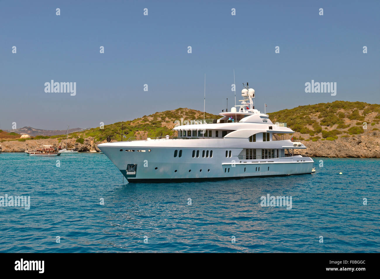 Super yacht ancré dans la méditerranée. Banque D'Images