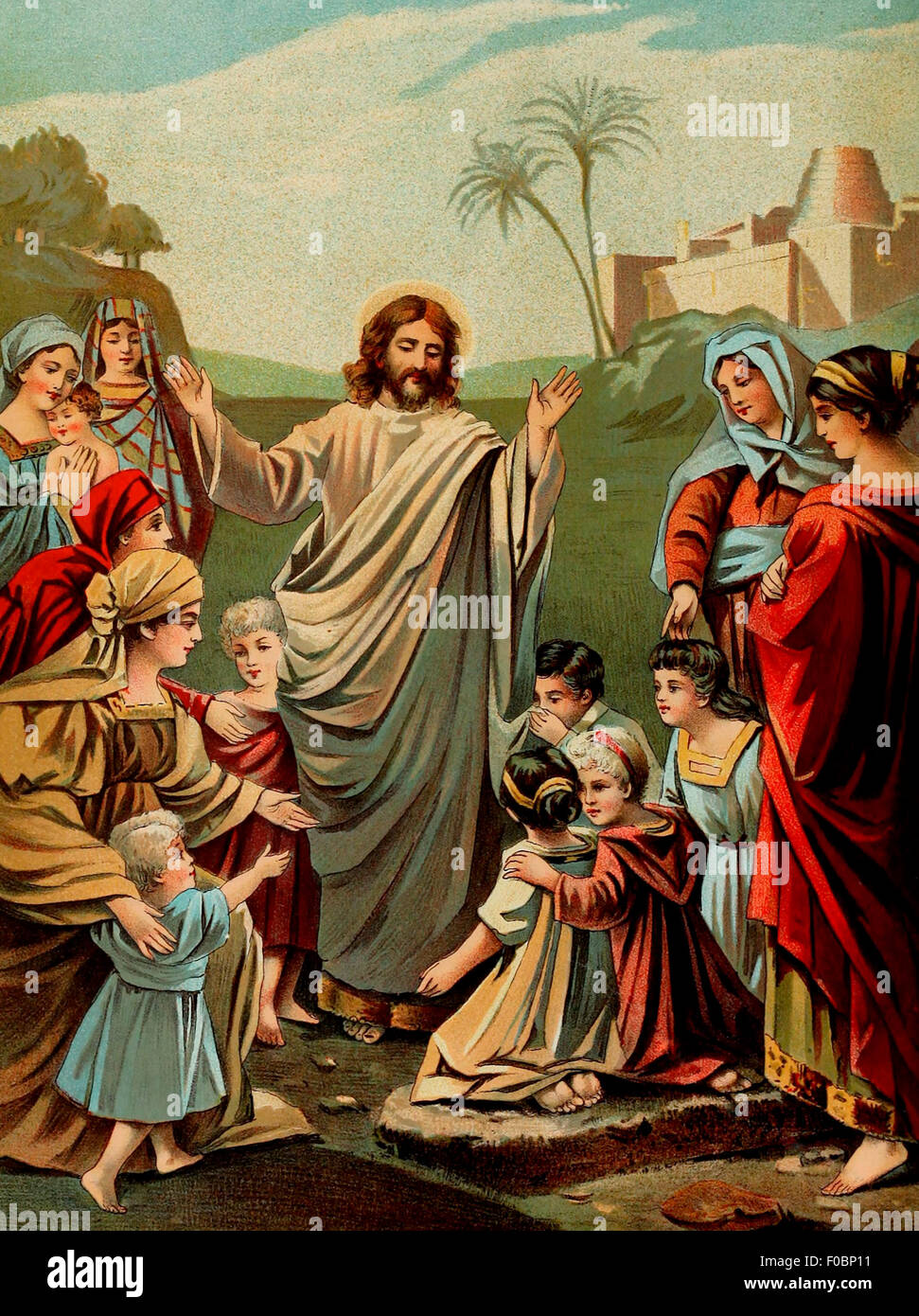 Jésus le Christ bénissant les enfants Banque D'Images