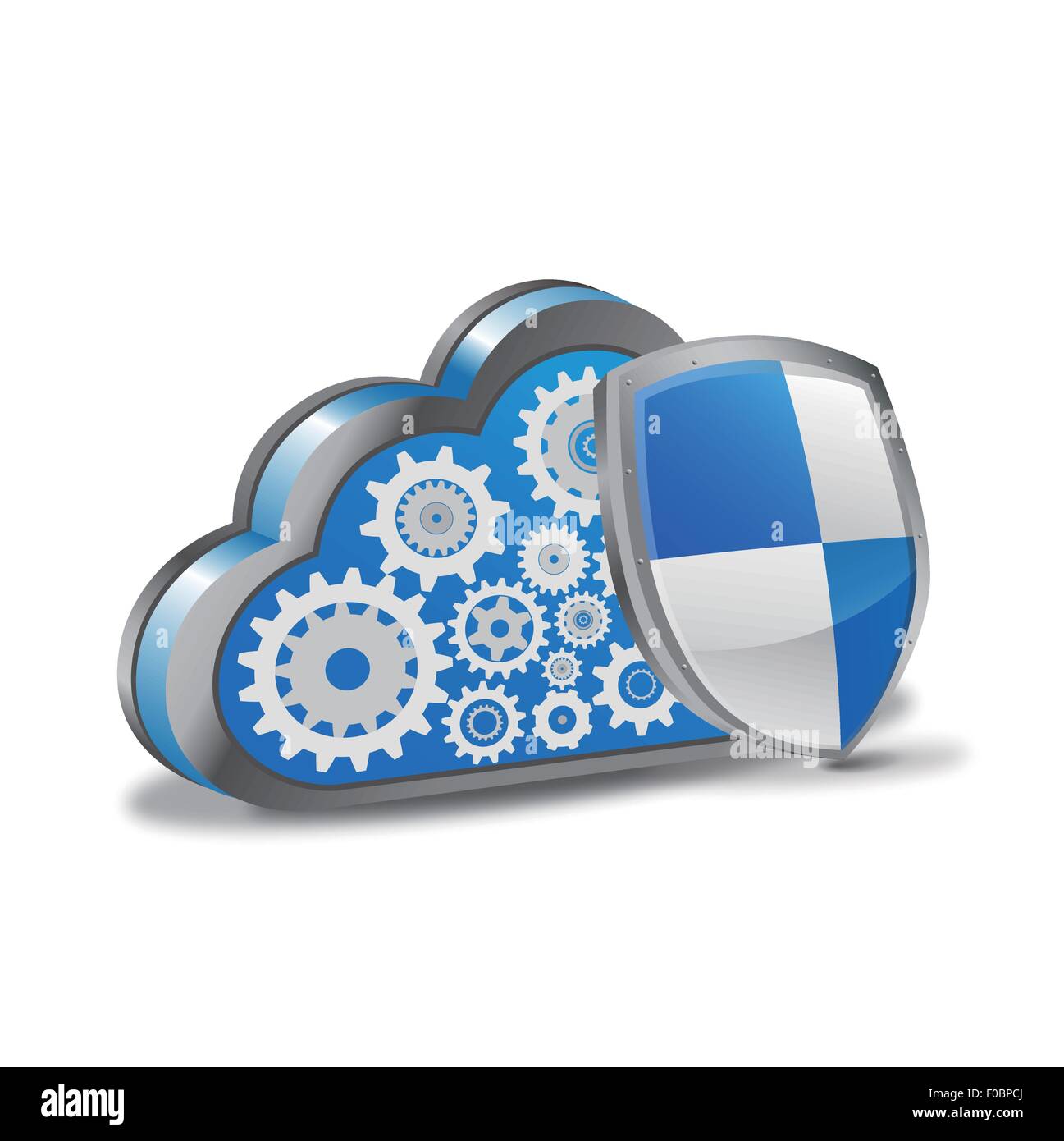 Cloud computing avec bouclier de sécurité Illustration de Vecteur