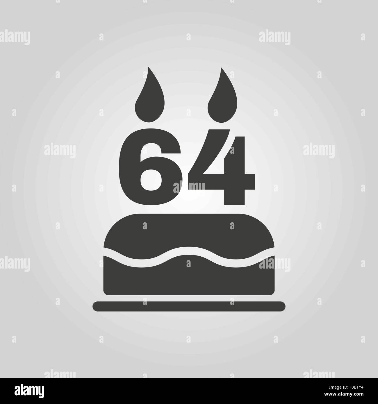 Le gâteau d'anniversaire avec des bougies sous la forme de l'icône numéro 64. Symbole d'anniversaire. Télévision Illustration de Vecteur