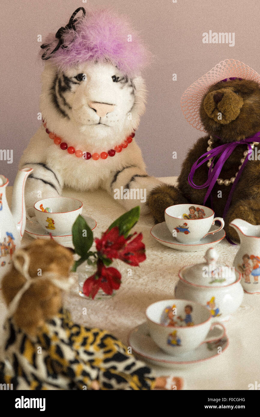 Animal en peluche Tea Party, USA Banque D'Images