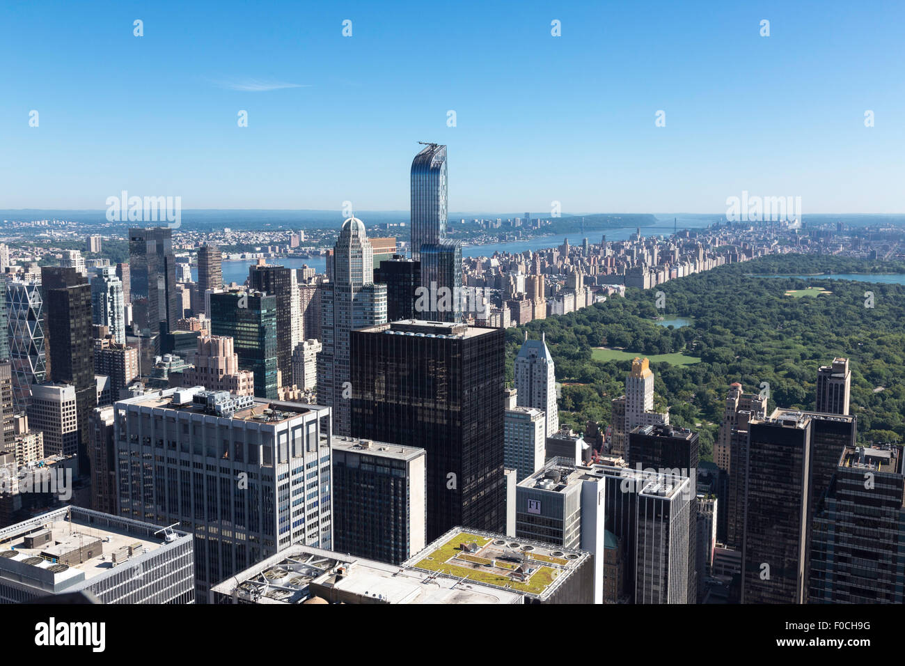Vue du haut de la roche plate-forme d'observation, Rockefeller Center, NEW YORK, USA Banque D'Images