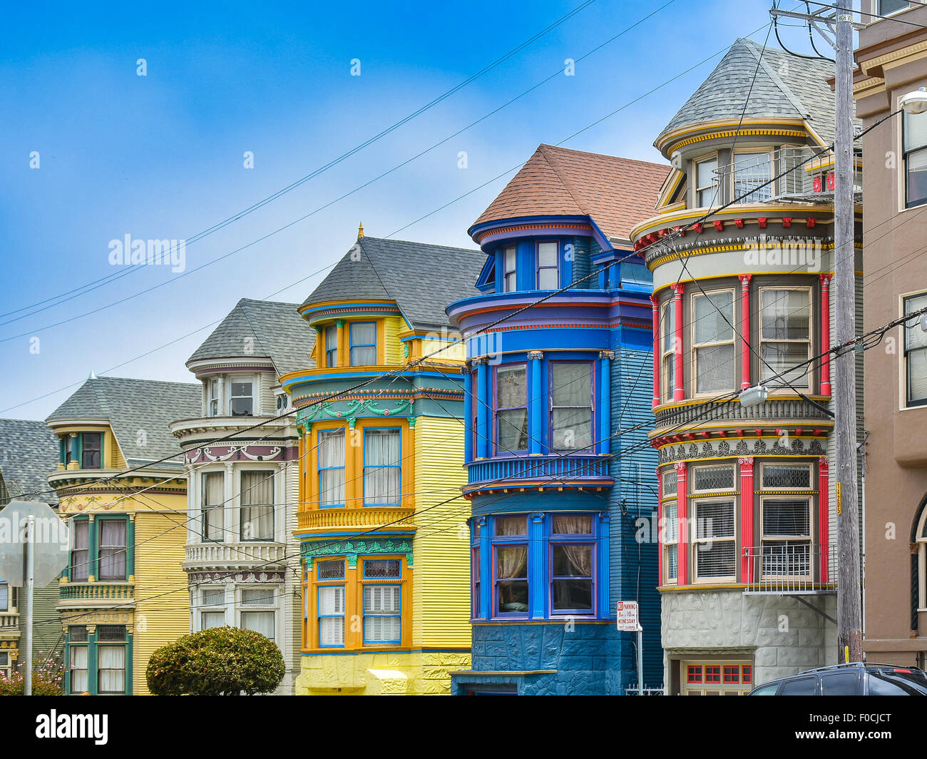 Maisons victoriennes colorées, San Francisco, Californie Banque D'Images