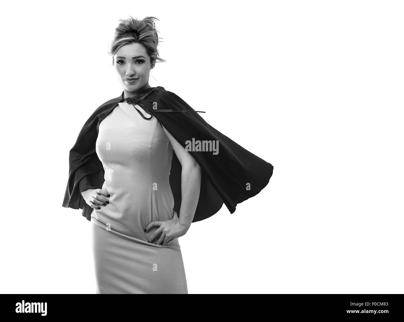 Happy business femme portant une cape Banque D'Images