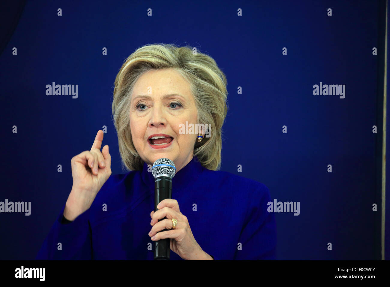 Hillary Rodham Clinton, candidat du Parti démocratique pour l'investiture du Président des Etats-Unis, prend la parole à une assemblée publique Banque D'Images