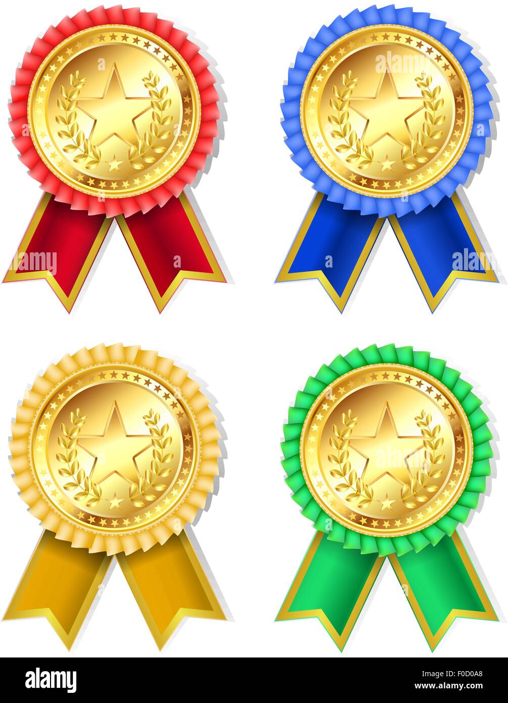 Ensemble de retro golden award avec des étoiles et des rubans Illustration de Vecteur