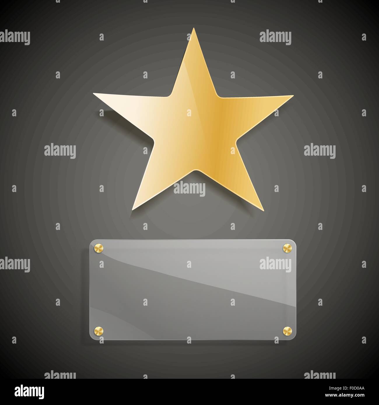 Golden Star et fond blanc verre Illustration de Vecteur