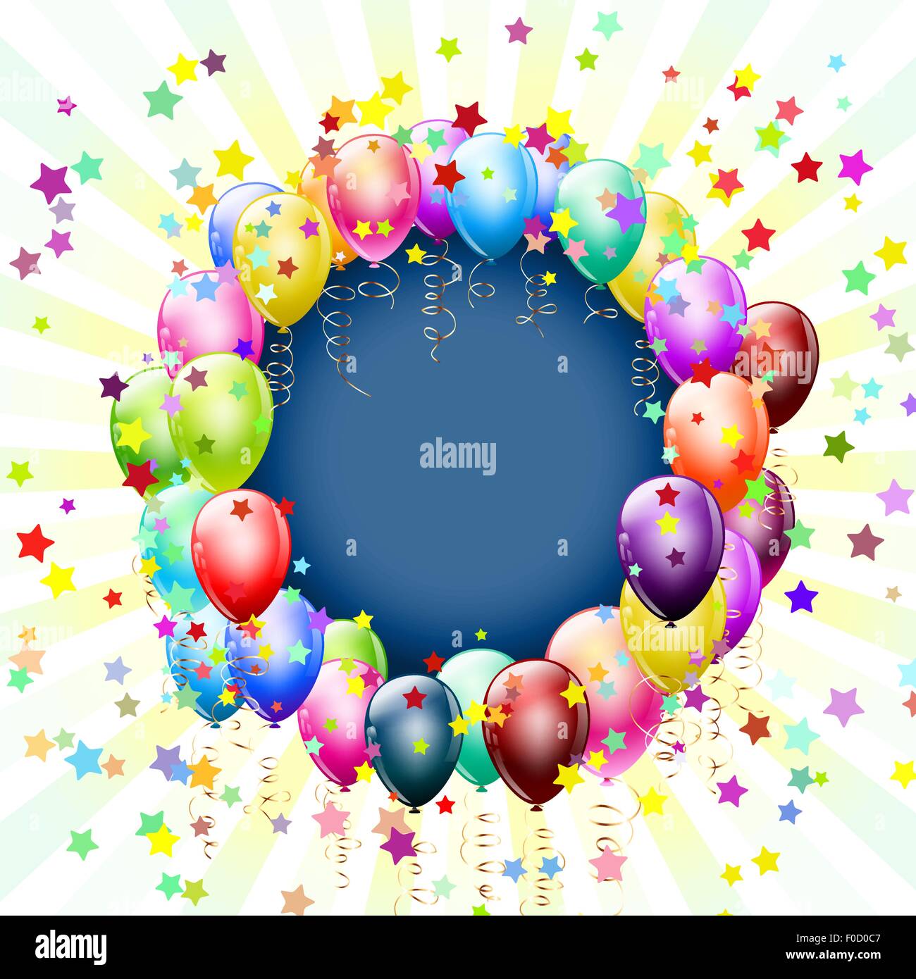 Châssis avec des ballons et des stars de fond Illustration de Vecteur