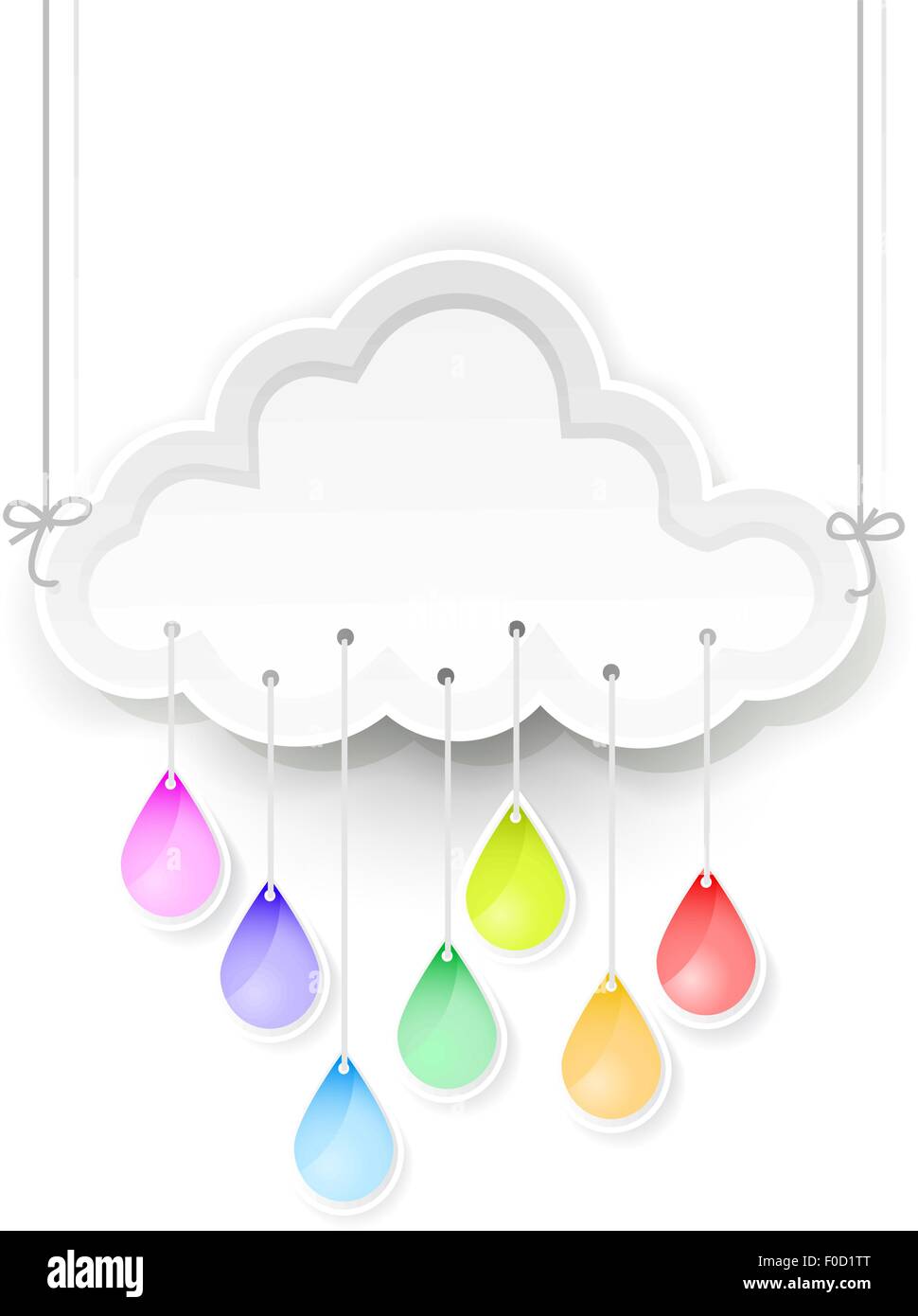 Nuage Blanc et gouttes de pluie avec des couleurs arc-en-ciel Illustration de Vecteur