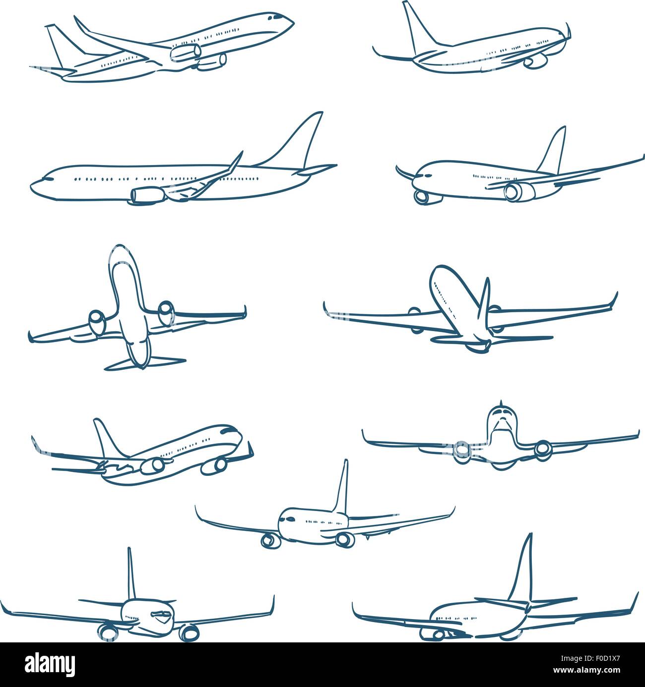 Croquis d'avions Illustration de Vecteur