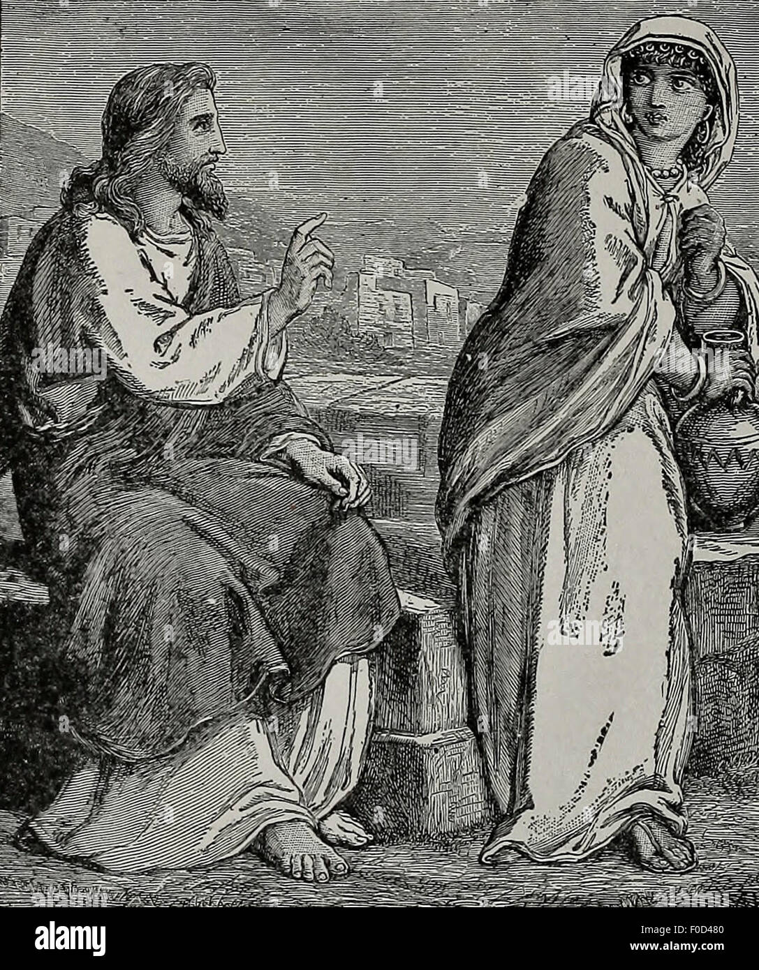 La femme au puits - Jésus avec la femme au puits Banque D'Images