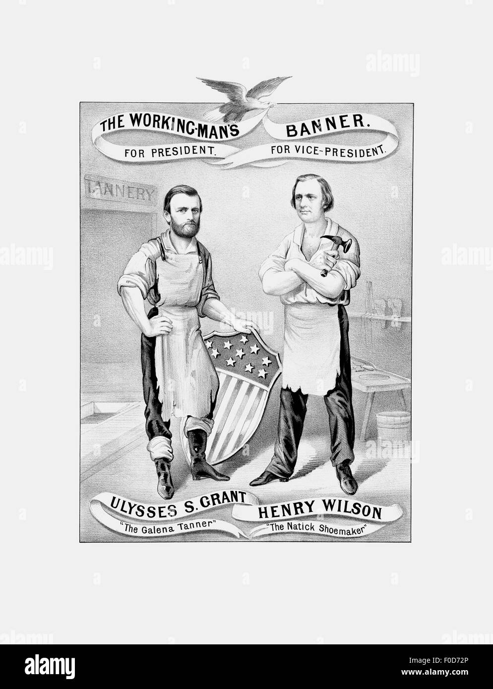 L'histoire de l'Amérique Vintage imprimer l'élection d'Ulysses S. Grant et Henry Wilson. Il se lit comme suit : L'ouvrier. Pour le pré Banque D'Images