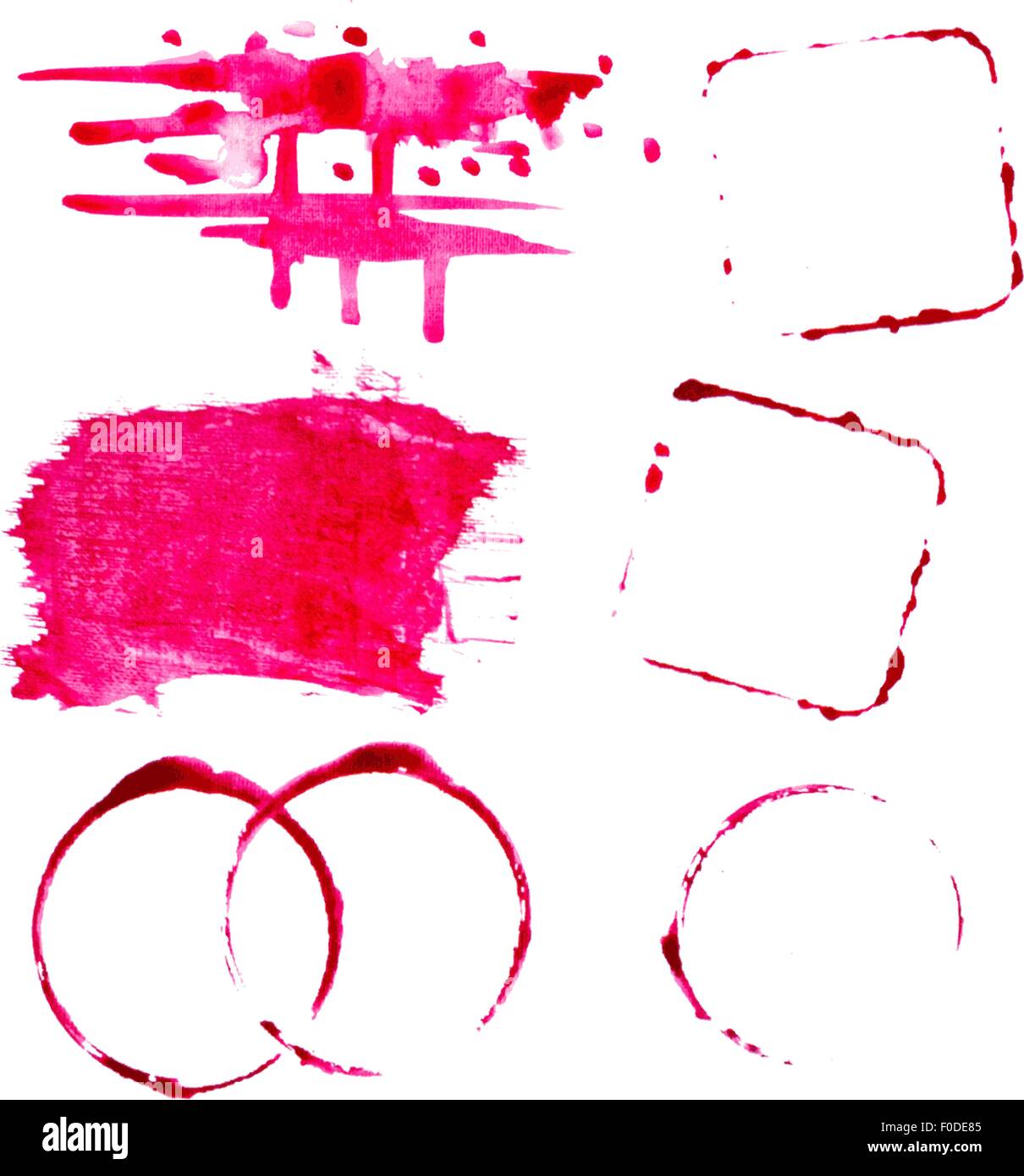 Vin rouge aquarelle vectorisé les éclaboussures et les taches set 2 Illustration de Vecteur