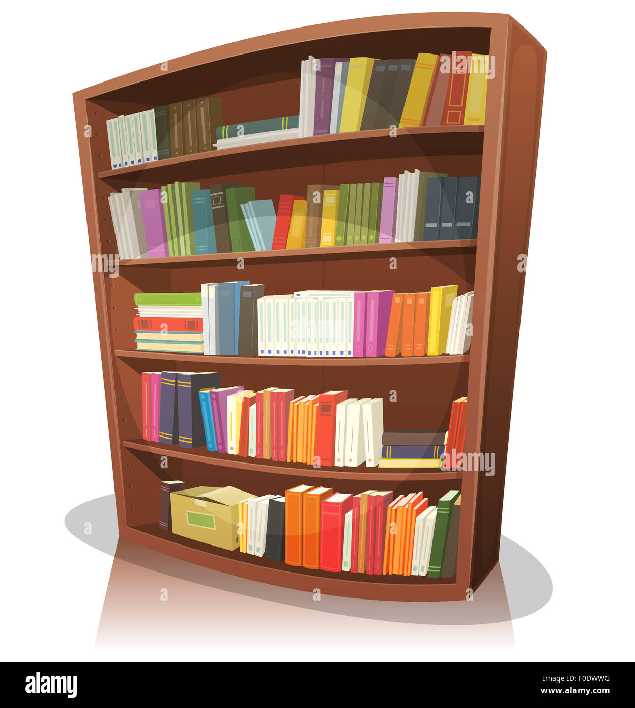 Illustration d'un dessin de la maison, l'école ou la bibliothèque magasin  étagère en bois, pleine de livres Photo Stock - Alamy