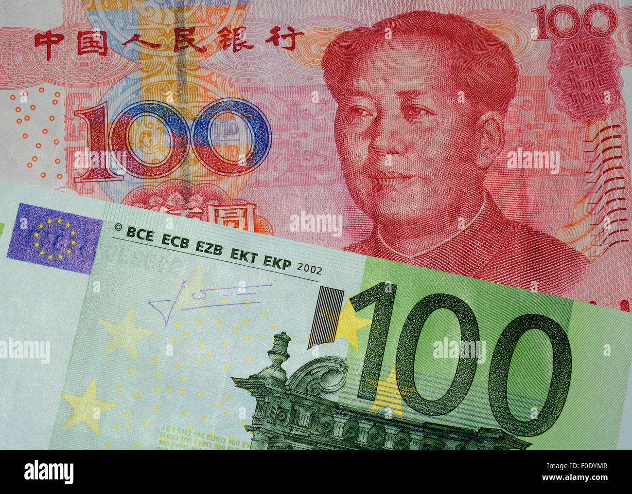 Yuan chinois et euro Banque D'Images Yuan chinois et euro Banque D'Images