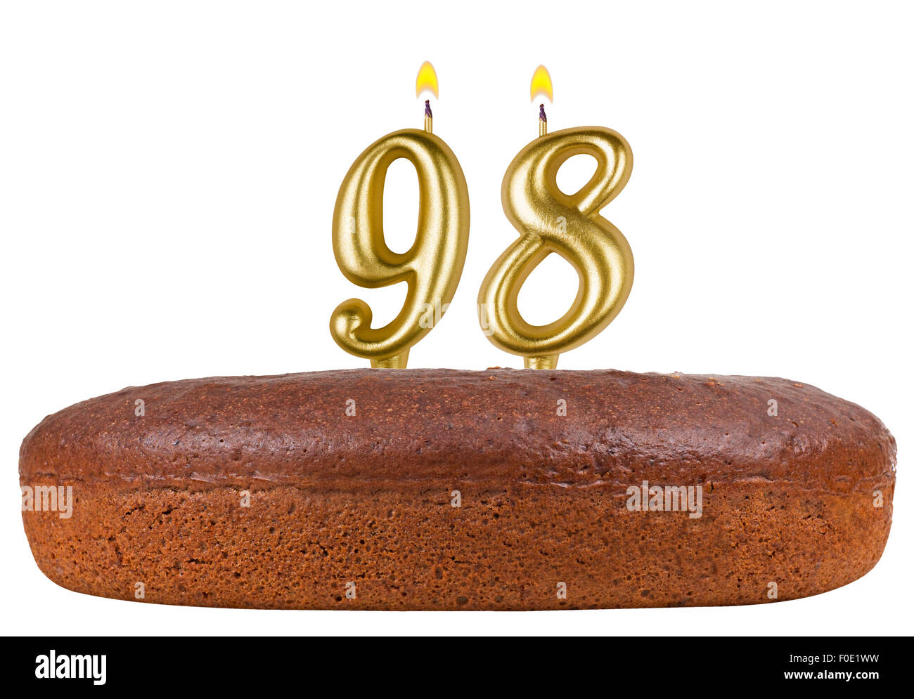 Les bougies du gâteau d'anniversaire numéro 98 isolated Banque D'Images