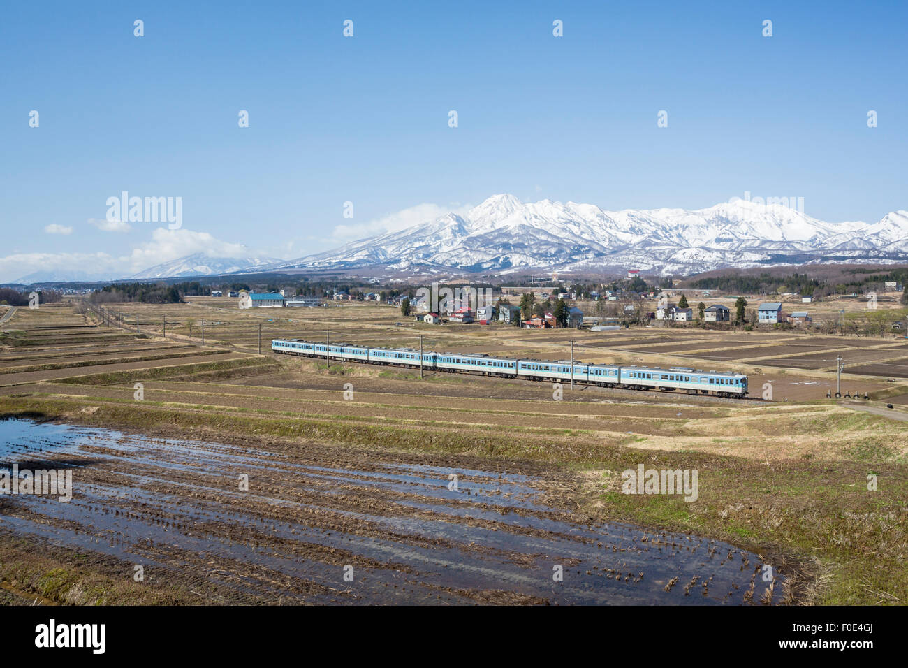Montagnes couvertes de neige dans la région de Myoko, Niigata, Japon Banque D'Images