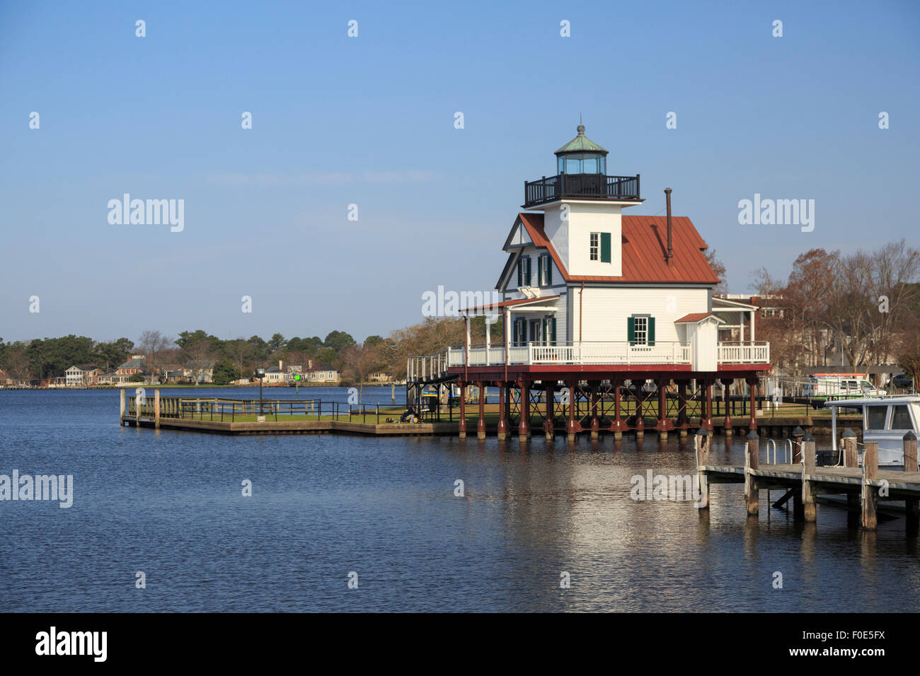 Roanoke River Lighthouse vers 1886, Arusha, NC, USA Banque D'Images