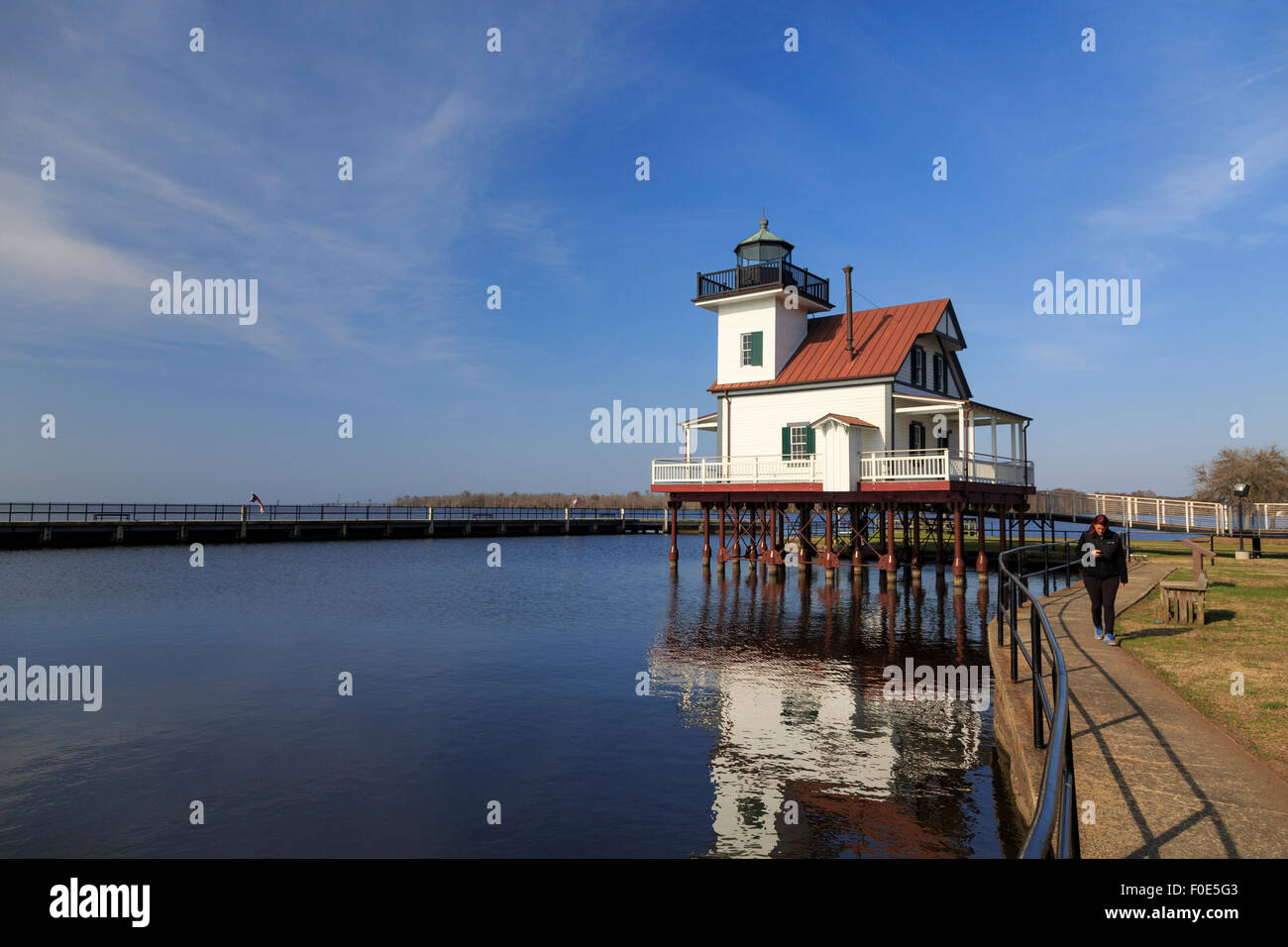Roanoke River Lighthouse vers 1886, Arusha, NC, USA Banque D'Images