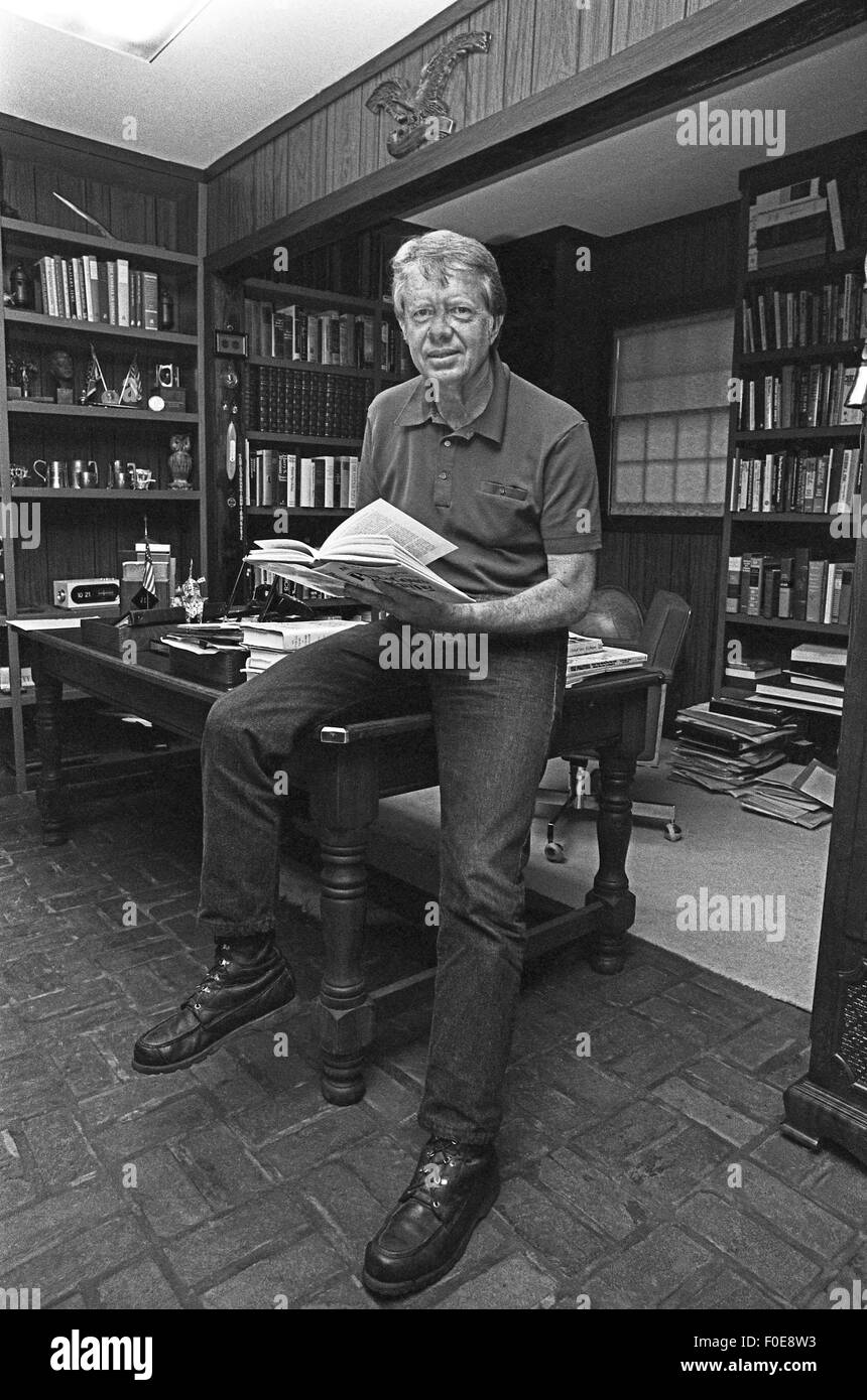 18 mars 2014 - USA - Président élu américain Jimmy Carter dans son bureau à sa résidence de Plains, Géorgie (crédit Image : © Ken Hawkins via Zuma sur le fil) Banque D'Images