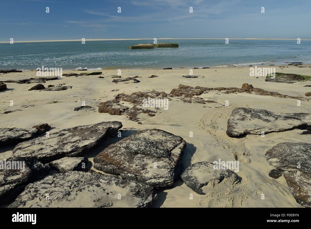 Plage, sable,France,WW2 BUNKER,minimum, Banque D'Images