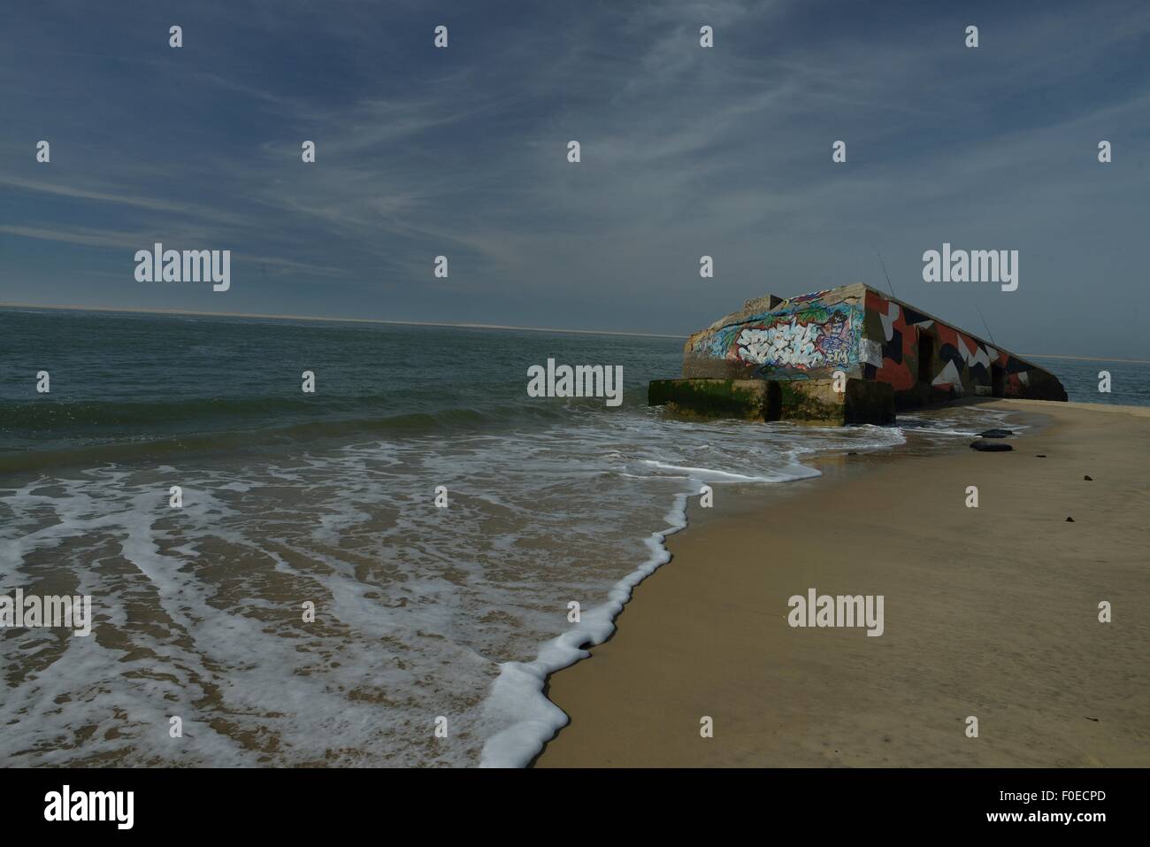 Plage, sable,France,WW2 BUNKER,minimum, Banque D'Images