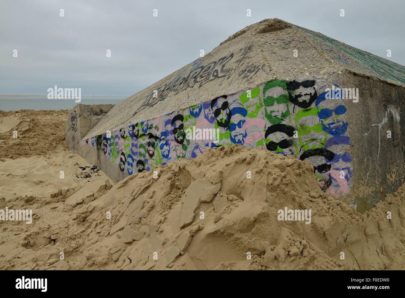 WW2,Bunker,Minimum,Mur de l'Atlantique,plage,France,Sand,WW2 Banque D'Images