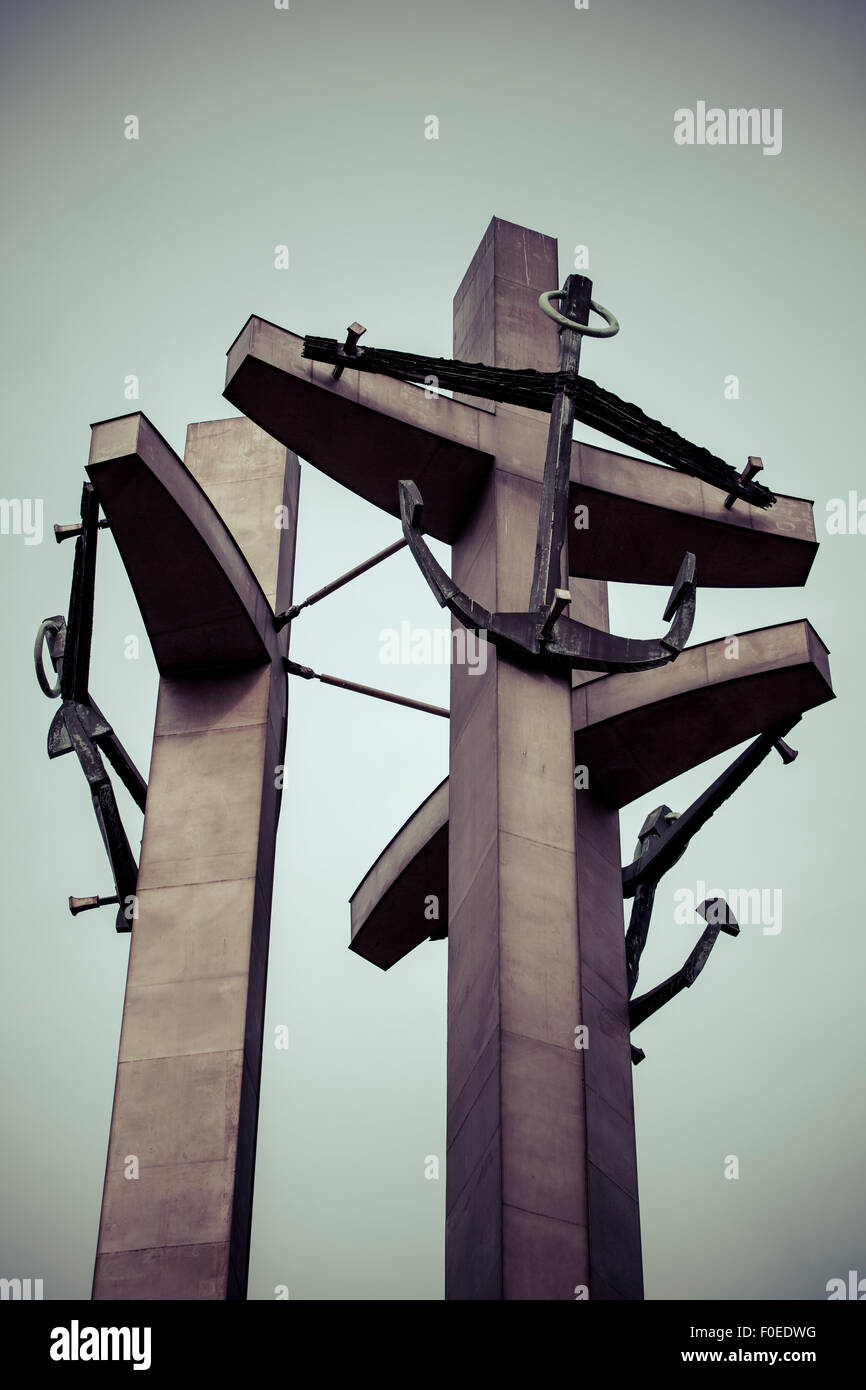 Le Monument aux morts les travailleurs des chantiers navals de Gdansk, en Pologne. Banque D'Images