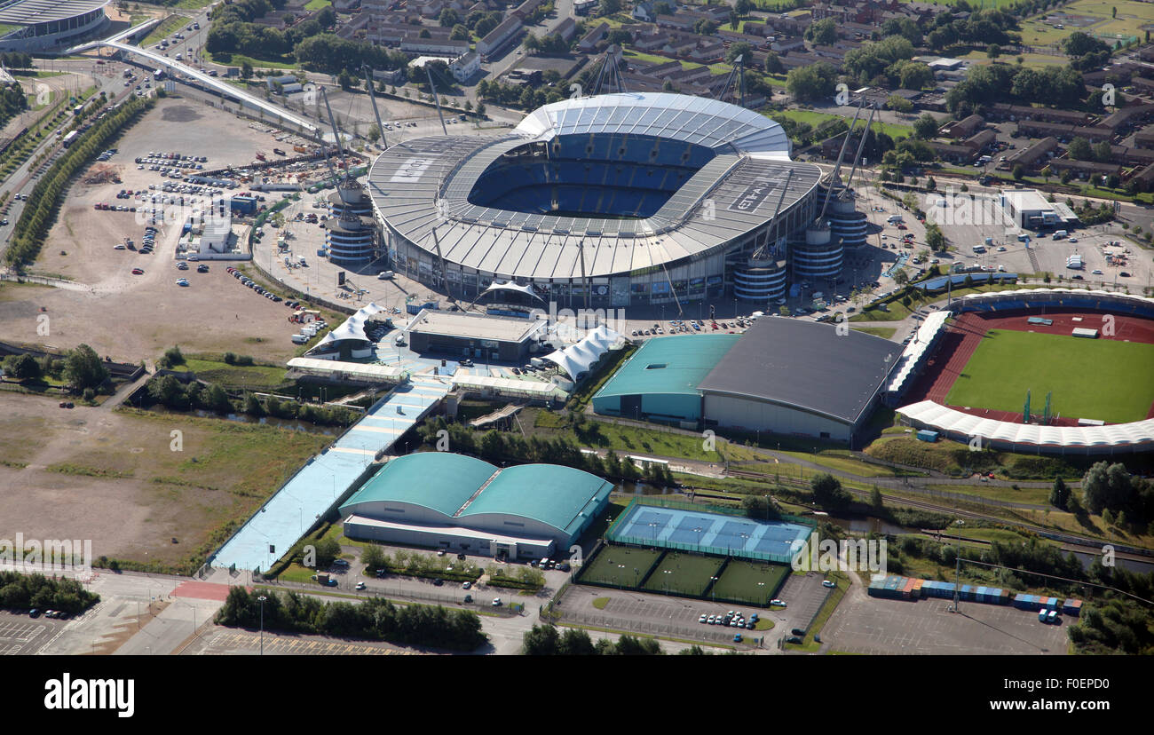 Vue aérienne de la ville de Manchester, UK Etihad Football Stadium Banque D'Images