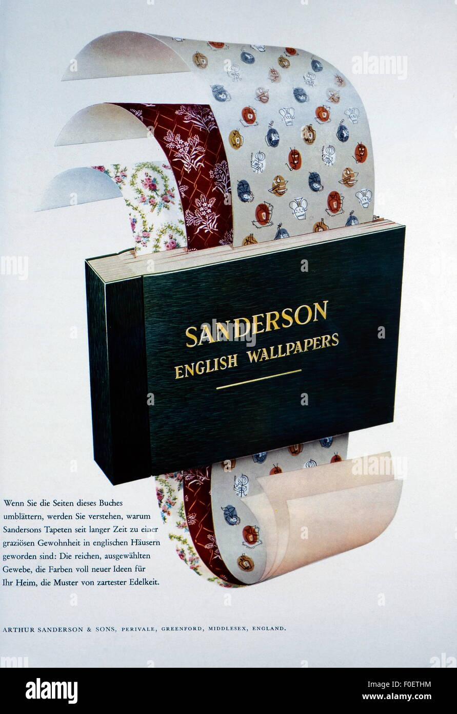 Publicité, ameublement, papier peint, publicité pour 'fonds d'écran anglais anderson', hors: 'Film und Frau', 1957, droits supplémentaires-Clearences-non disponible Banque D'Images