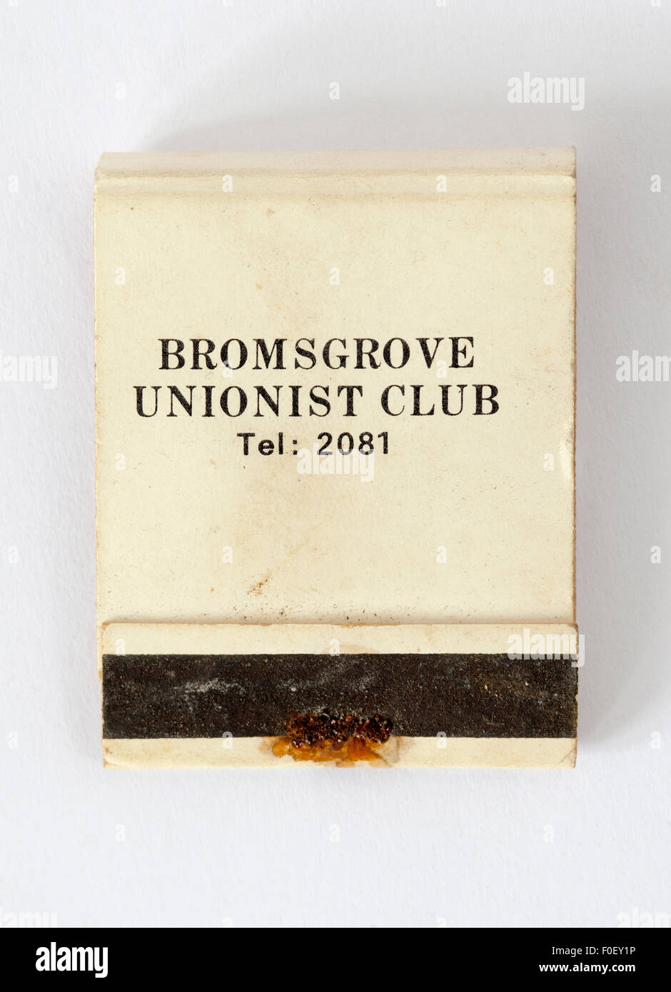 La publicité d'Allumettes Vintage Club Unioniste Bromsgrove Banque D'Images