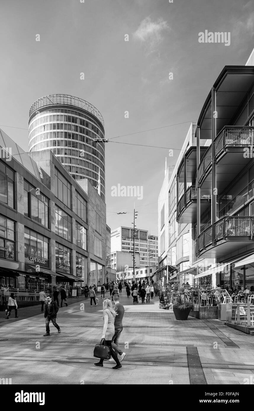 Image Monochrome du Bullring Shopping Centre, Birmingham, Angleterre, RU Banque D'Images