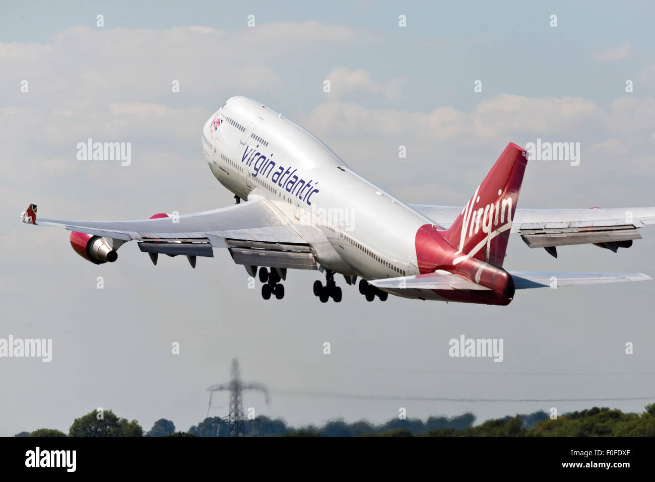 Boeing 747 G-VROS Virgin Atlantic Airways Aéroport de Manchester England Uk la rotation Banque D'Images