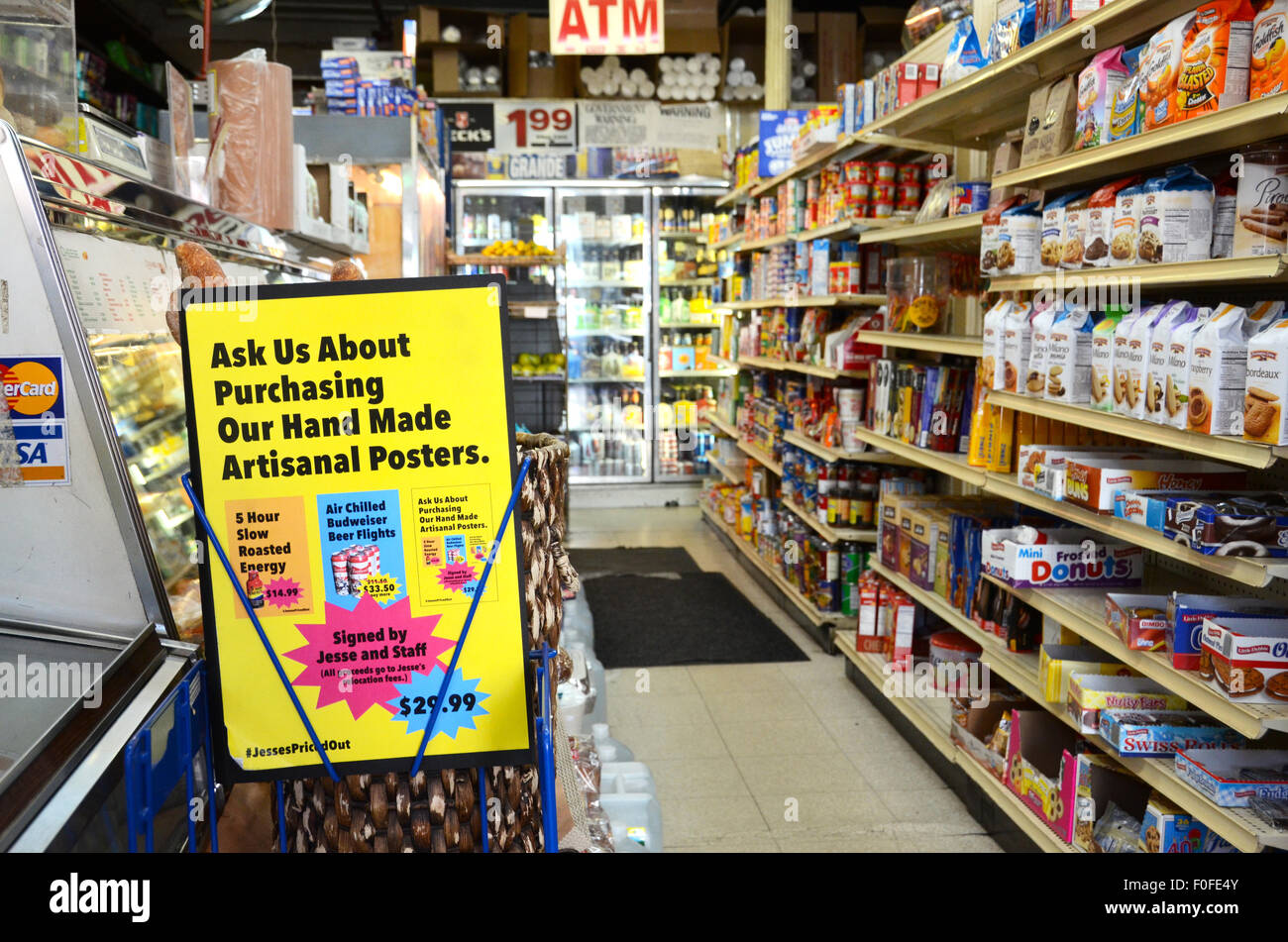 Jesse's deli brooklyn atlantic avenue lutte propriétaires louer lieu Boerum Hill deli re-marques comme emporium artisanal pour protester louer Banque D'Images