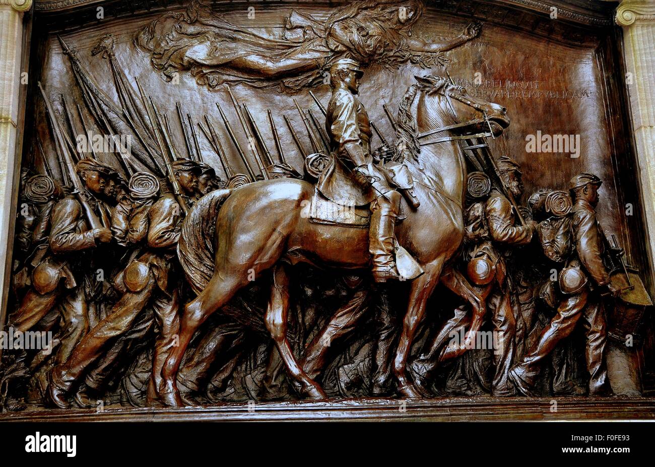 Boston, MA Daniel Chester French's sculpture bas-relief du Capitaine Shaw et son régiment de soldats afro-américains Banque D'Images