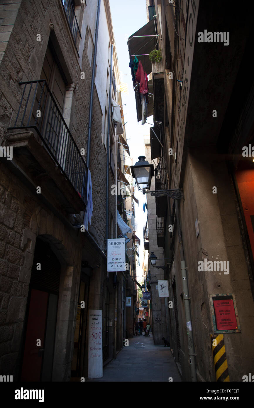 Street dans le quartier El Born, Barcelone, Espagne Banque D'Images