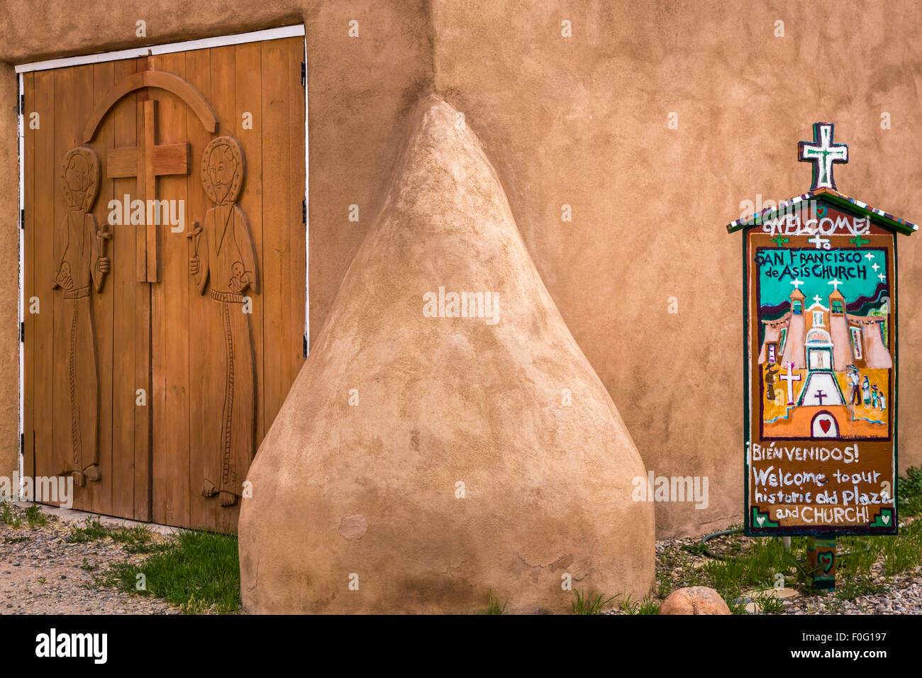 Le Centre de visiteurs à la Mission San Francisco de Asís à Rancho de Taos, Nouveau Mexique, USA. Banque D'Images