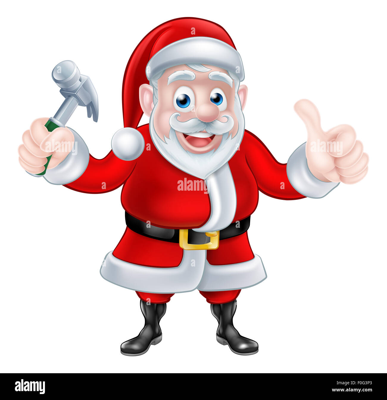 Cartoon Santa Claus holding hammer et donner un coup de pouce Banque D'Images