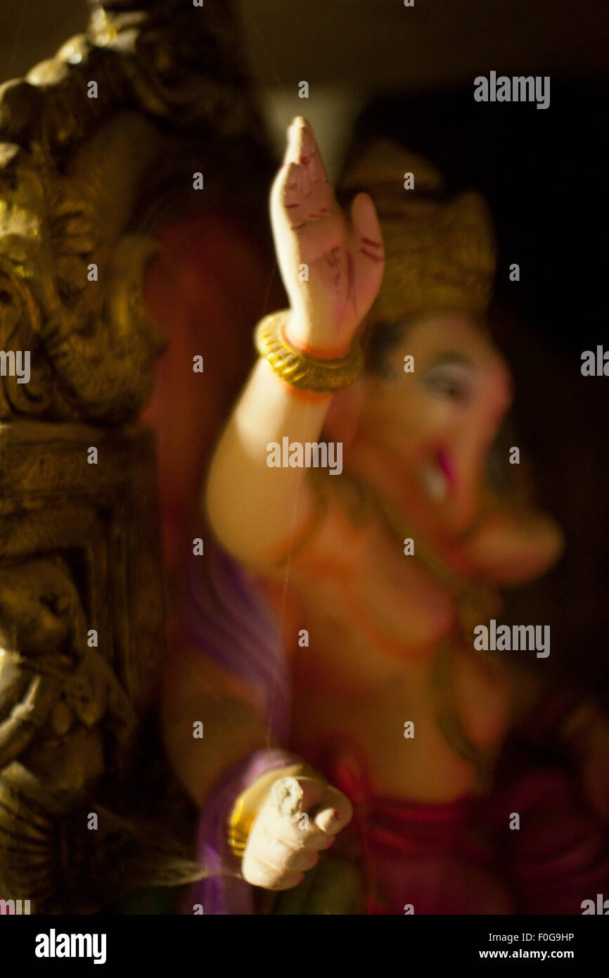 Idoles des Dieux indiens, Ganesha, Bouddha et l'icône d'Air India Sardar Banque D'Images