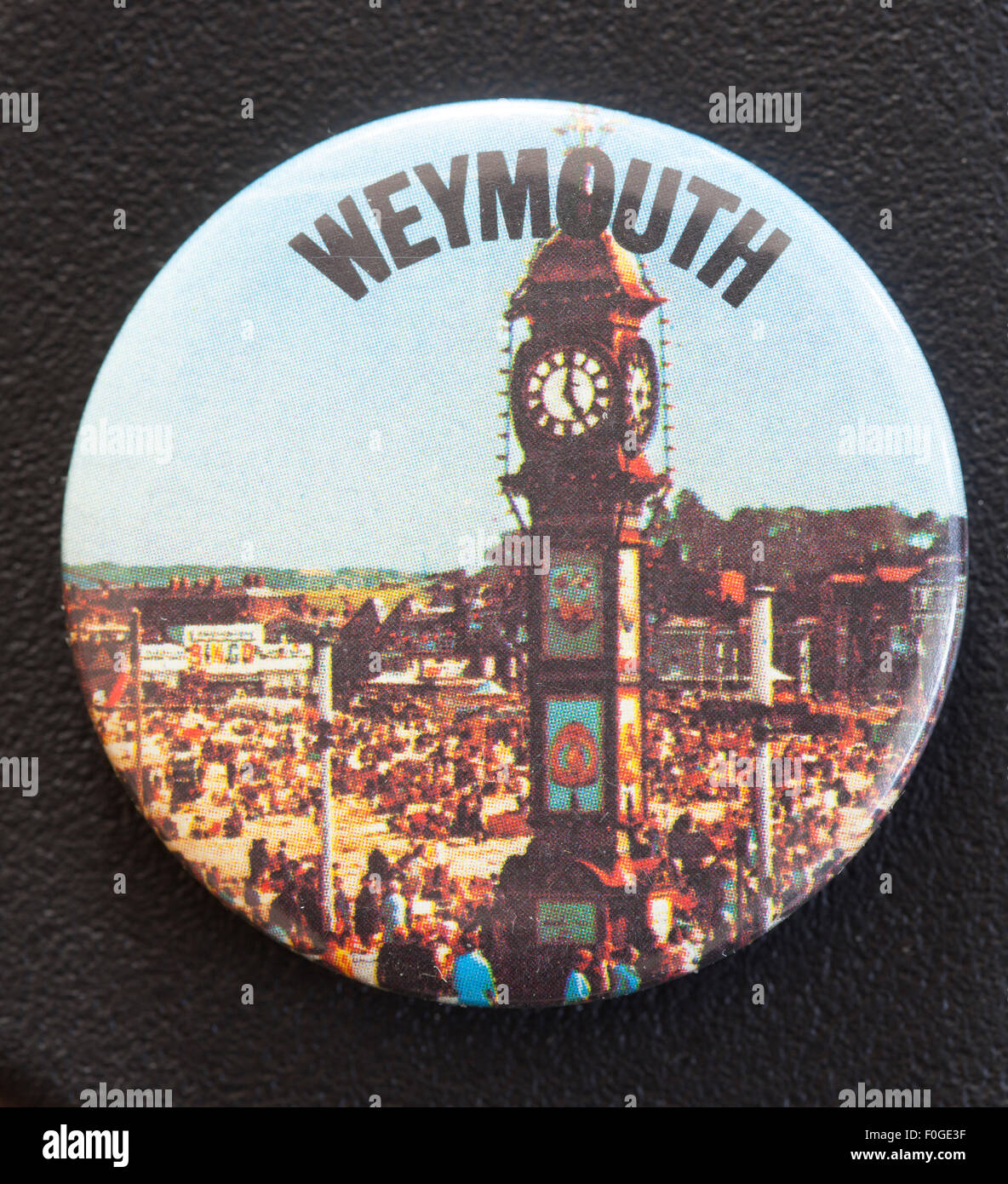 Vintage Bouton pin Weymouth publicité Badge Banque D'Images
