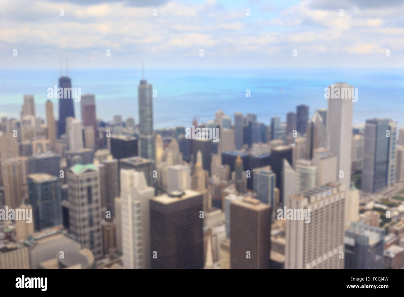 Arrière-plan flou de vue aérienne du centre-ville de Chicago cityscape à partir de la Willis Tower à Chicago, IL, USA. Banque D'Images