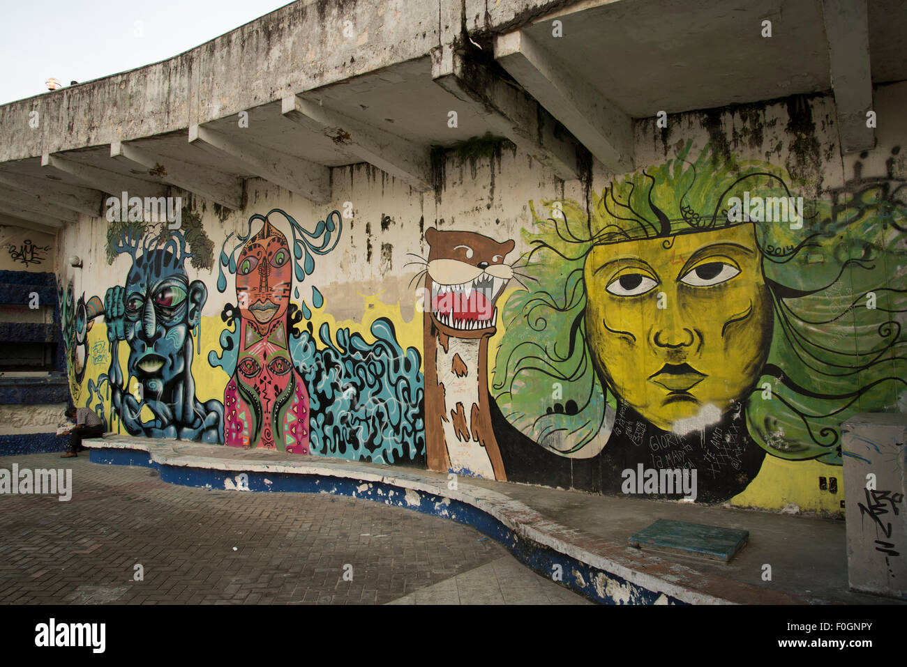 Doté d''un graffiti amazonienne loutre géante, Iquitos, Pérou Banque D'Images