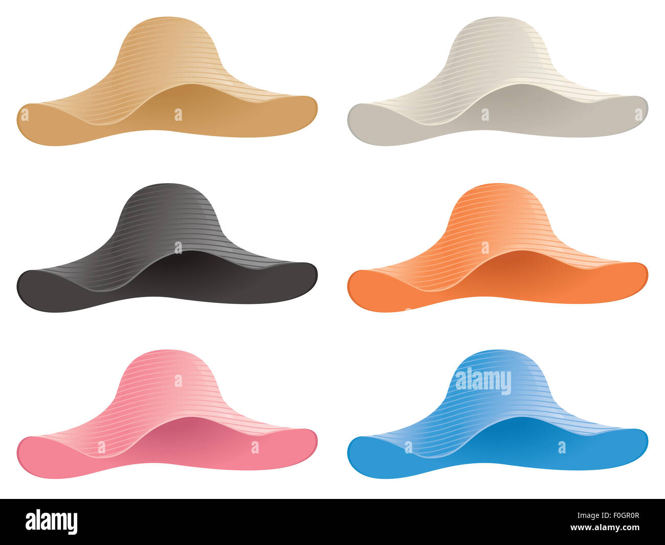 Un groupe de floppy des chapeaux dans des couleurs unies. Banque D'Images