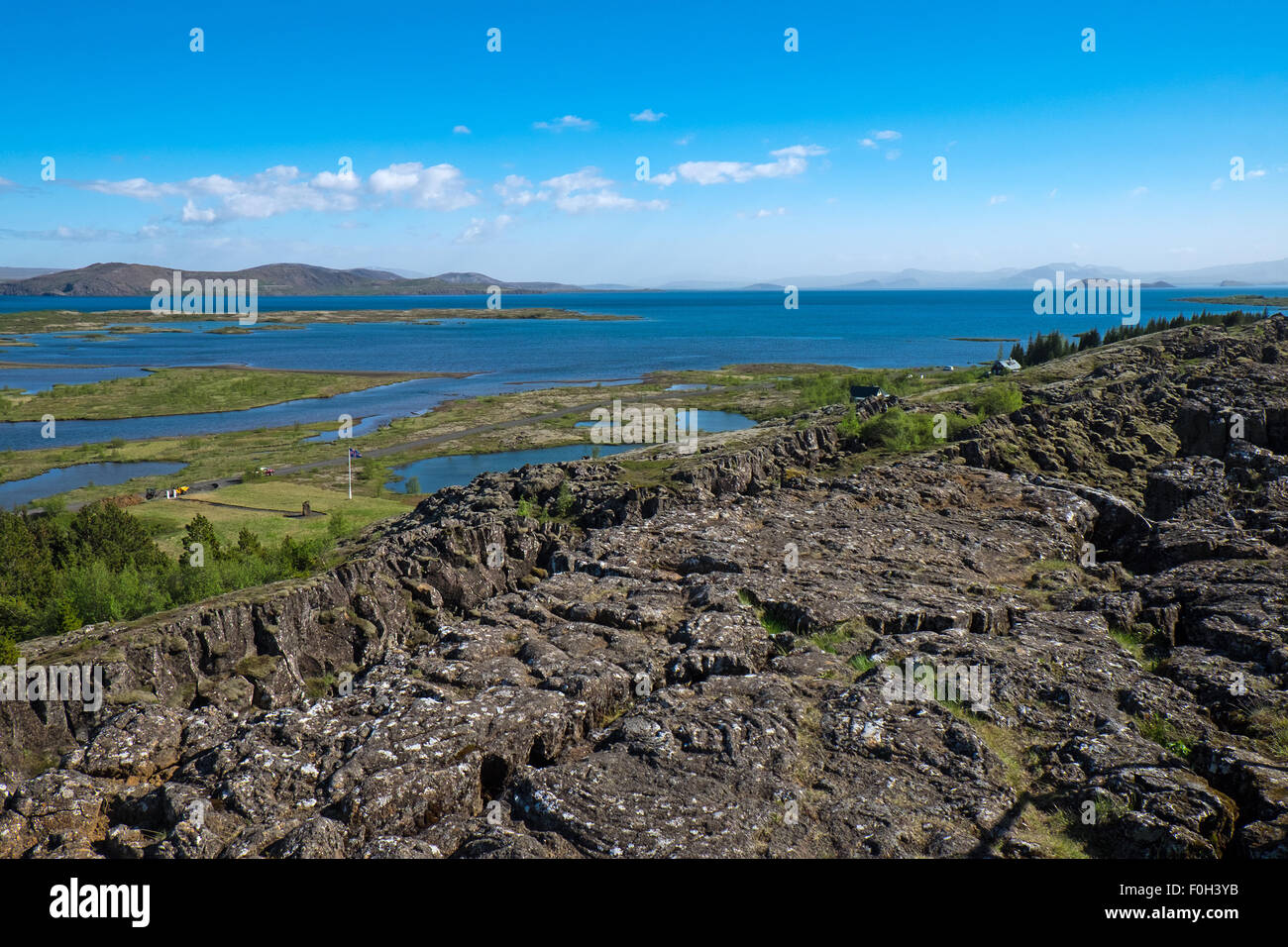 Vue sur le parc national de Thingvellir en Islande Banque D'Images