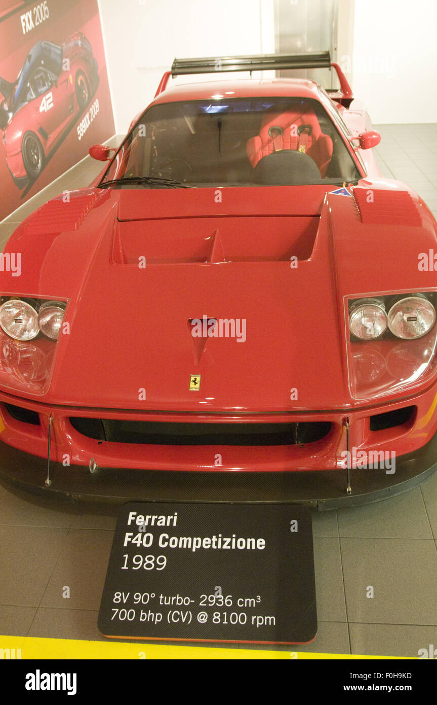 Musée Ferrari (Musée Ferrari à Maranello, Italie). Ferrari F40 Competizione (1989). Banque D'Images