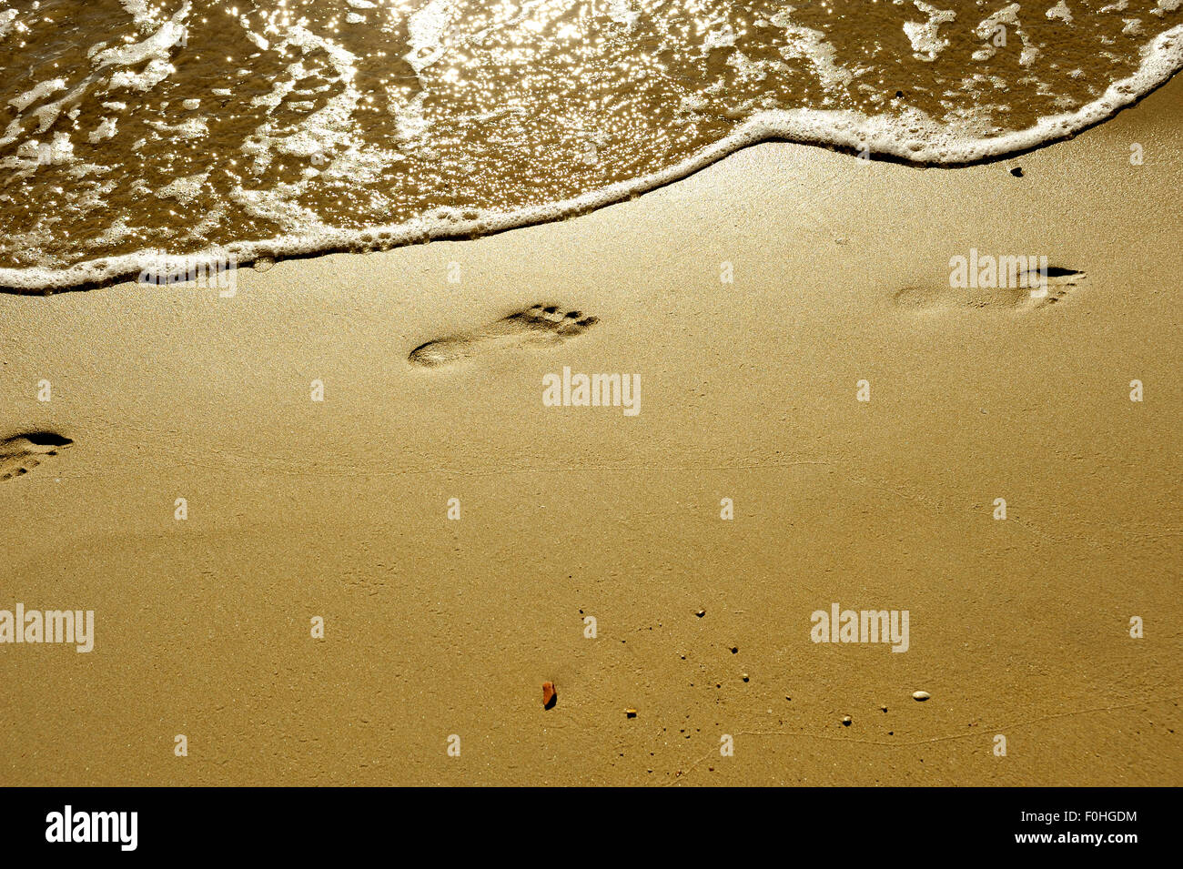Des traces de pas dans le sable Banque D'Images