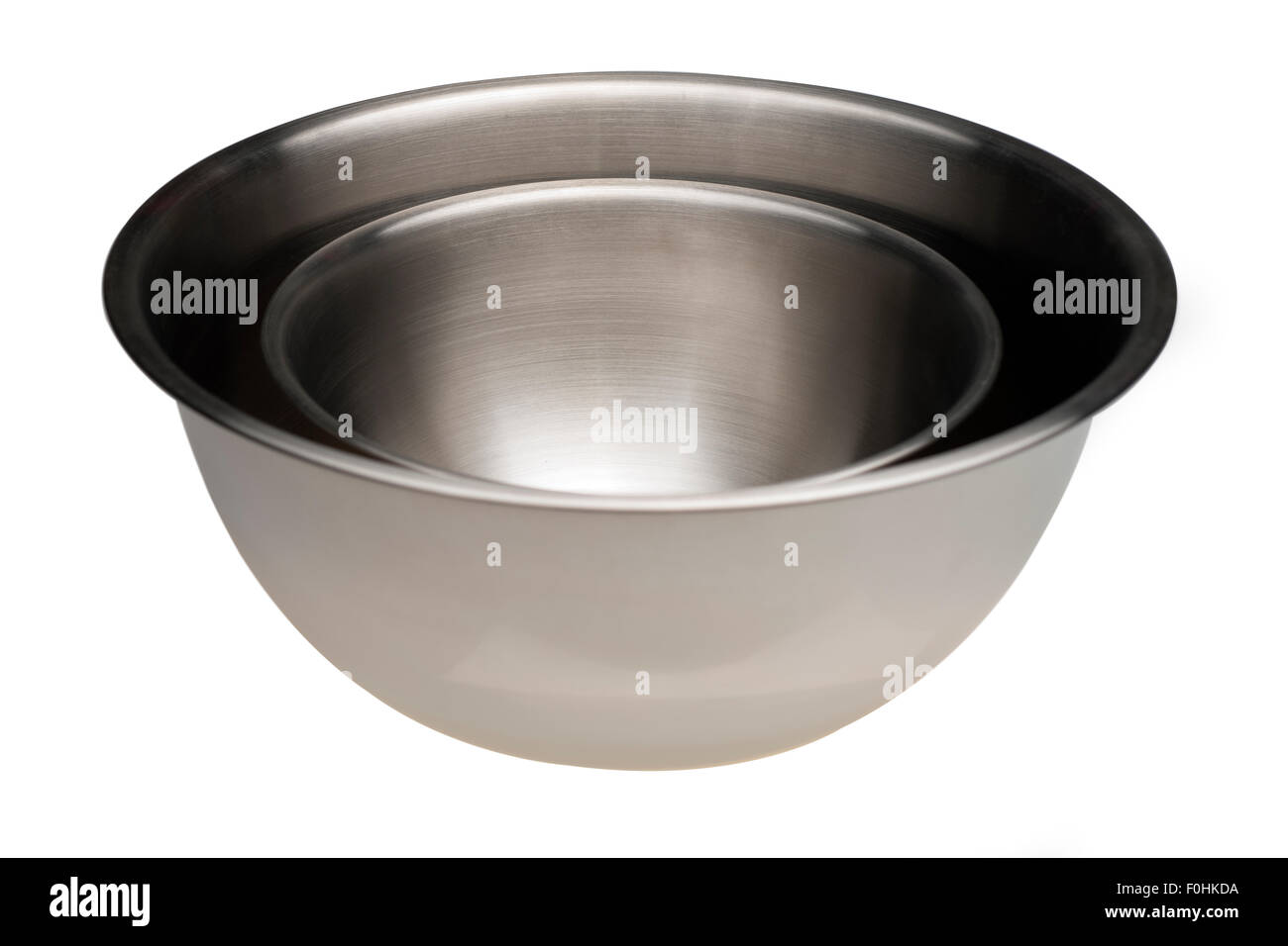 Acier inoxydable deux bols à mélanger un 10 litres et de 3,5 litre Banque D'Images