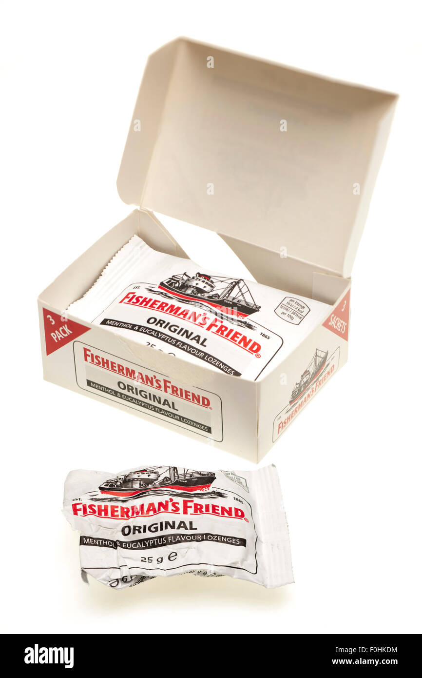 Les pastilles Fisherman's Friend fort original Pack trois Banque D'Images